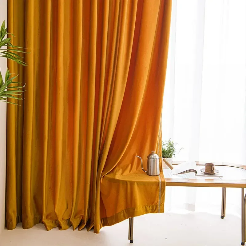 

Luxury Custom Size Velvet Blackout Curtains for Living Dining Room Bedroom Thickened Window Finished Products Nature Vertically