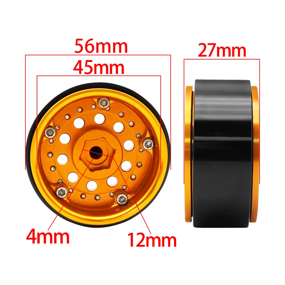 1/10Metal 1.9 Beadlock Wheel Hub Rim for 1/10 RC Crawler Axial SCX10 III Capra 90046 AXI03007 TRX4 RedCat D90 D110
