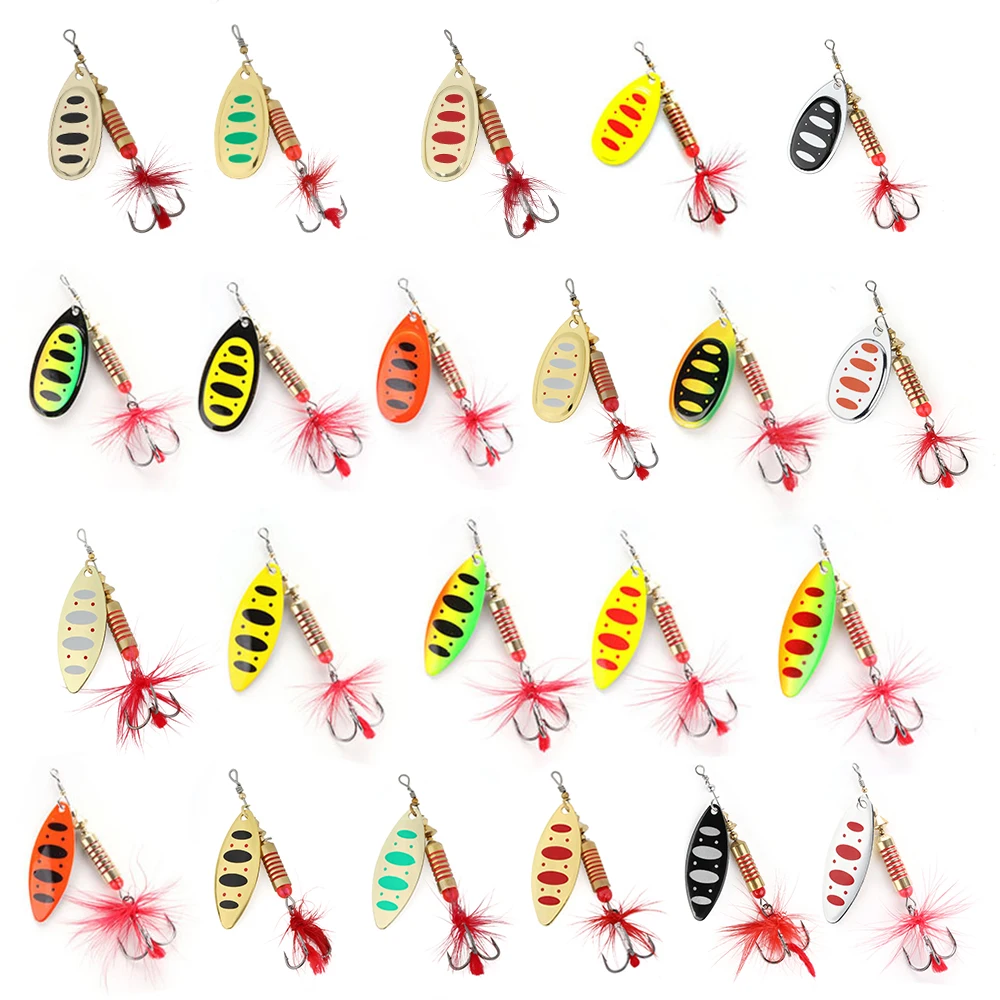 W.P.E New Spinner Lure Hard Bait 1pcs 6.5g/10g/13.5g Spoon Lure Metal Lure Feather Treble Hook Fishing Tackle Bass Fishing Pesca