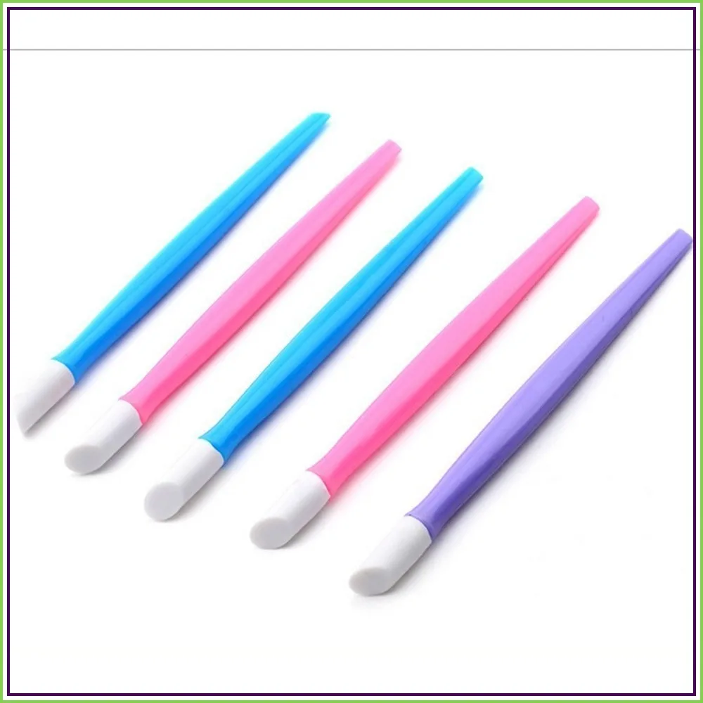 

6pcs Professional Plastic Handle Hard Rubber Tipped Nail Art Tool Cuticle Pusher Cleaner