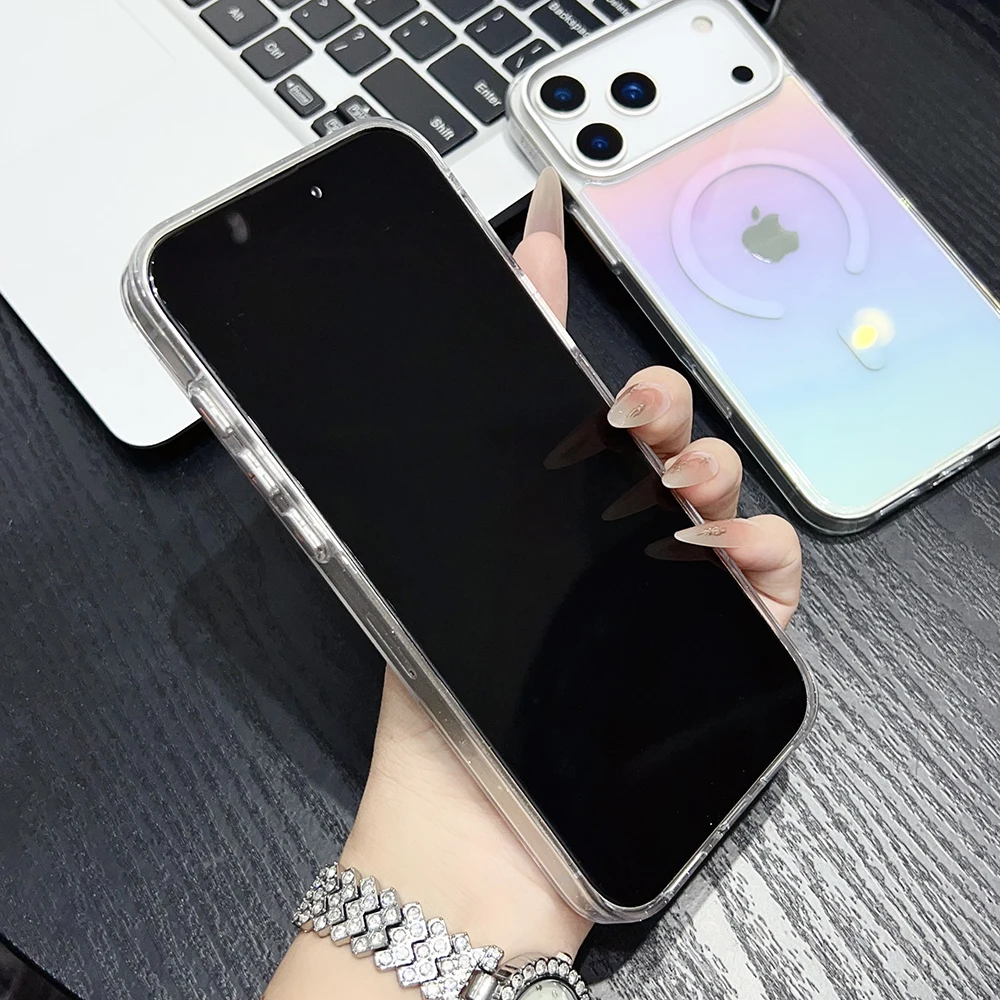 For iPhone 17 Air Pro Max Case Shatterproof Drop-Resistant Magsafe Diamond Nanbo High-Aluminum Double Strengthened Glass Cover