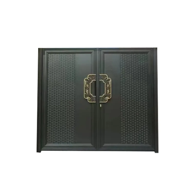 Chinese-style villa courtyard aluminum art double door rural small courtyard entrance fence door