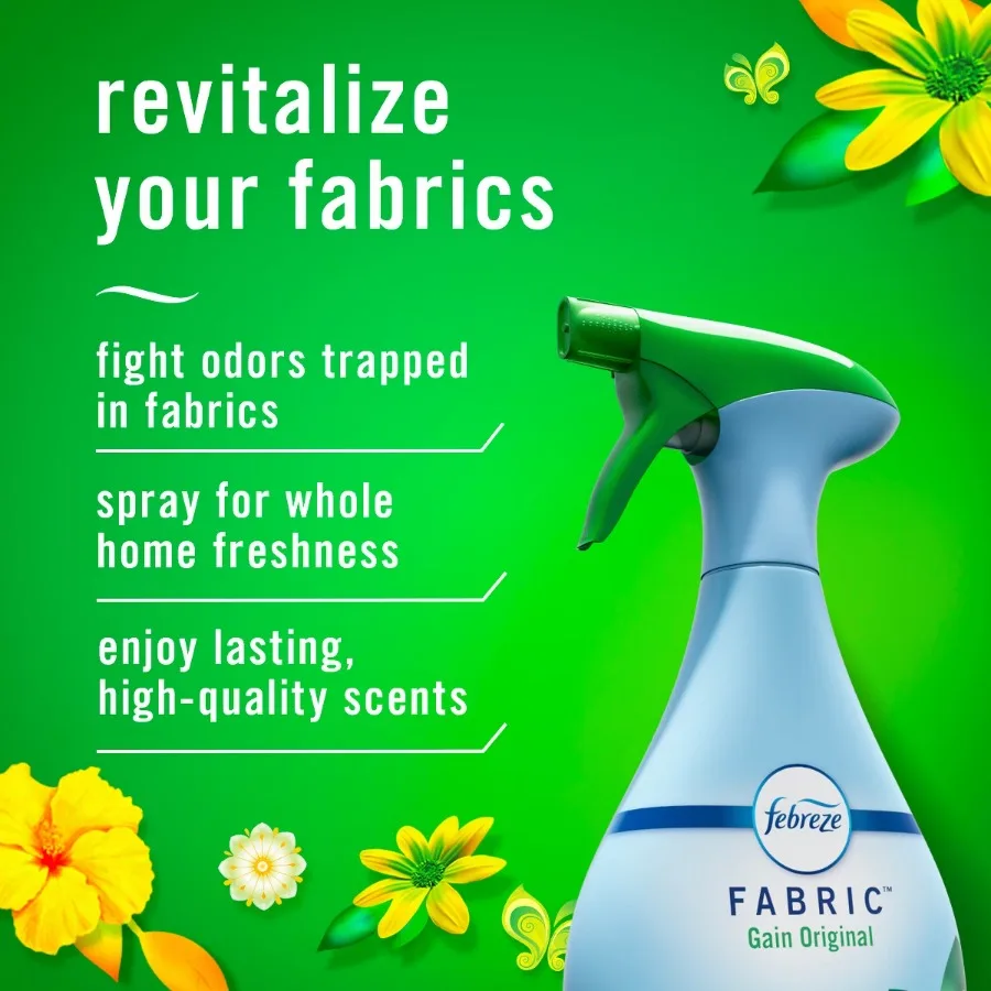 2.8 fl oz Fabric Refresher Spray, Gain Original Scent, Dye‑Free Phthalate‑Free Liquid Spray for Fabric Odor Removal