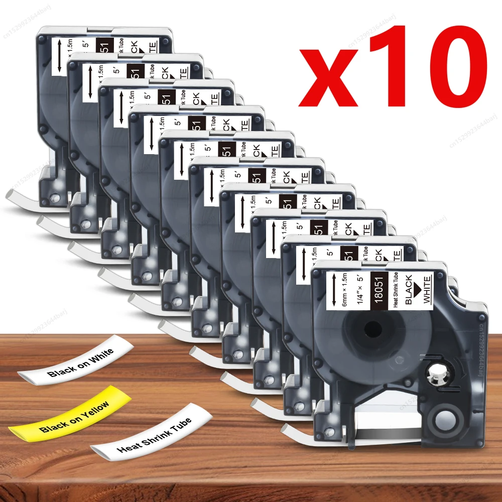 

2/5/10 шт. 18051 Совместимость с термоусадочной трубкой Dymo Rhino 18052 18053 18054 18055 18056 18057 для принтера этикеток Rhino 4200 5000