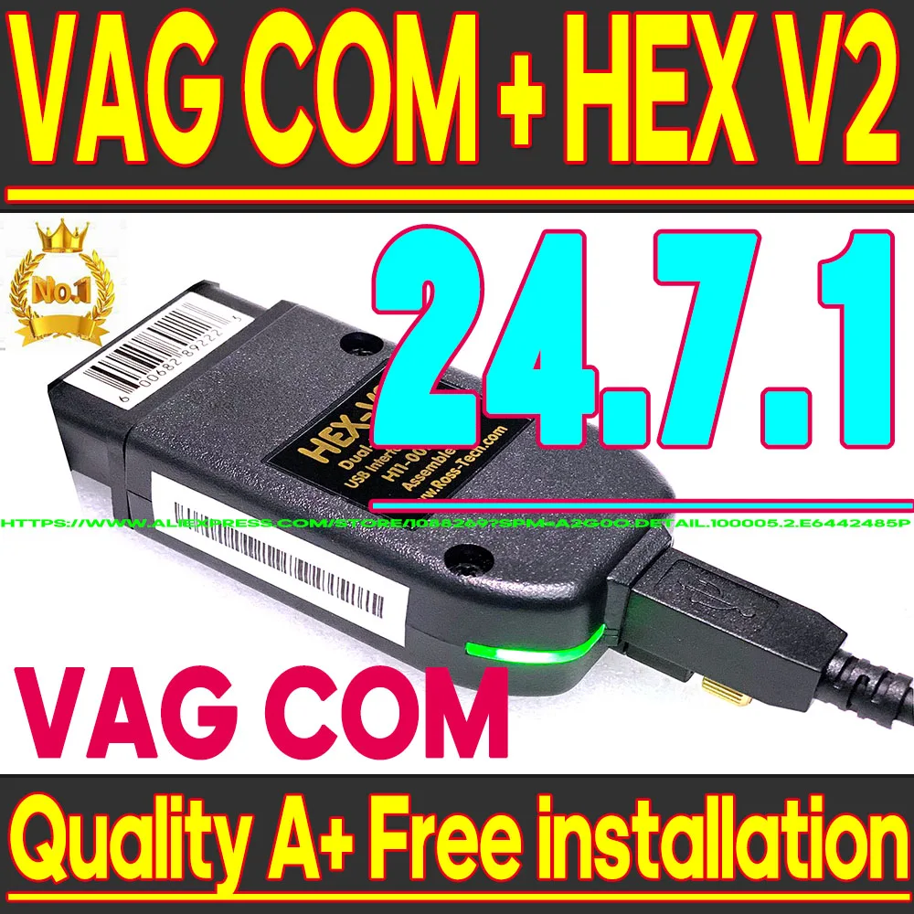 2024 NEWEST Upgrade 24.7.1 VAG Tool VAG COM HEX V2 Cable Autocom Diagnostic Cable Multi-Language OBD2 Scanner HEX V2 VCDS TOOL