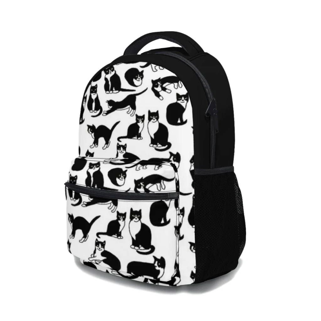 Mochila escolar impermeável de alta capacidade para meninas, padrão gatos smoking, bolsa para laptop na moda, nova moda, 17"  