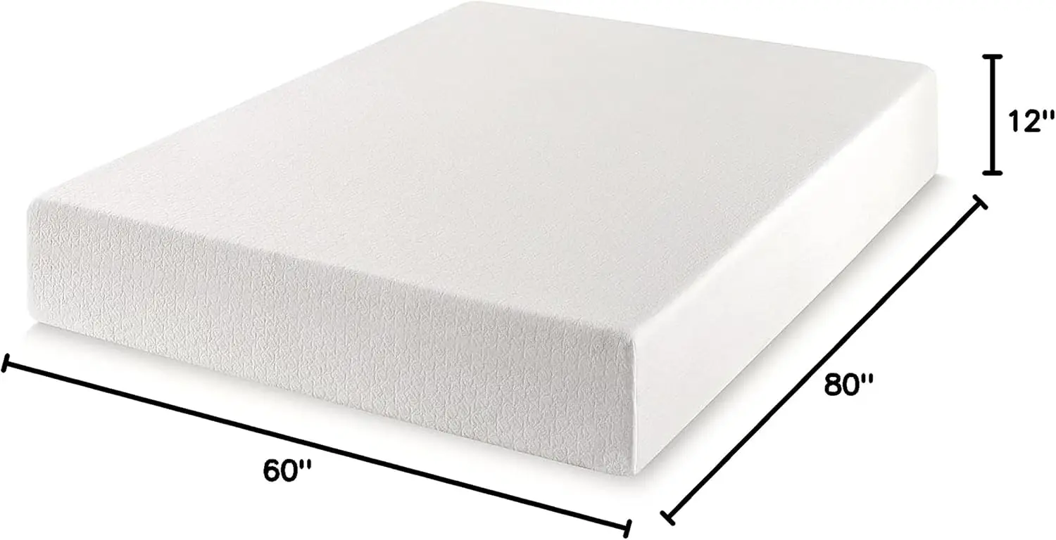 Colchão Queen Bed-In-A-Box de 12 polegadas, espuma viscoelástica de chá verde, branco