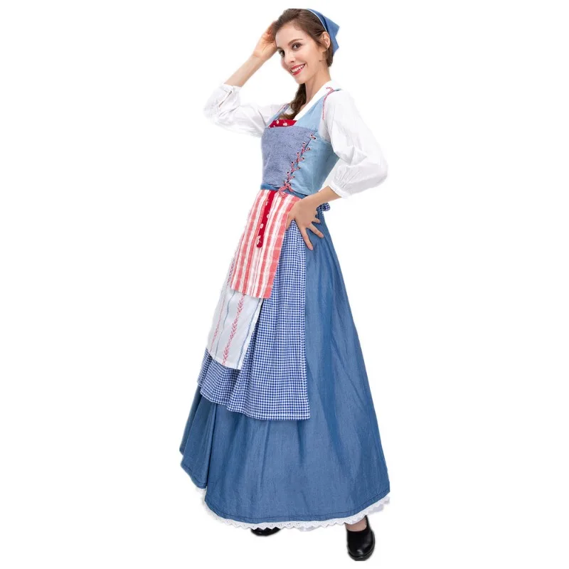 New Halloween Costumes Female European Idyllic Farm Maid Costume Drama Stage Performance Dresses