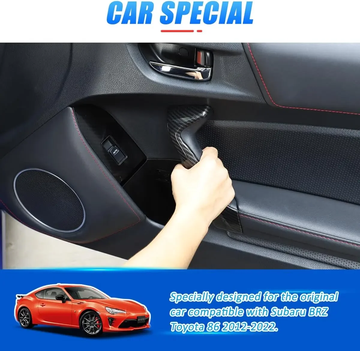 ABS Carbon Car Inner Door Handle Protective Cover For Toyota 86/Subaru BRZ 2012-2020 Interior Door Pull Handle Trim  Accessories