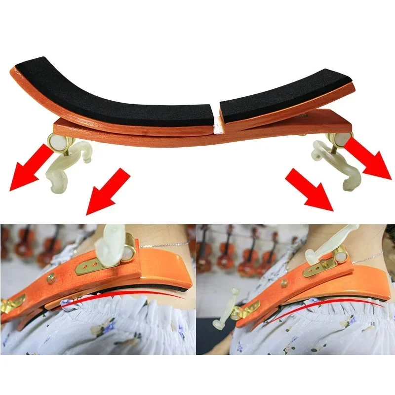 3/4-4/4 Violin Shoulder Pad Multi-Position Adjustable Maple Shoulder-Rest German Style Violin Shoulder Pad