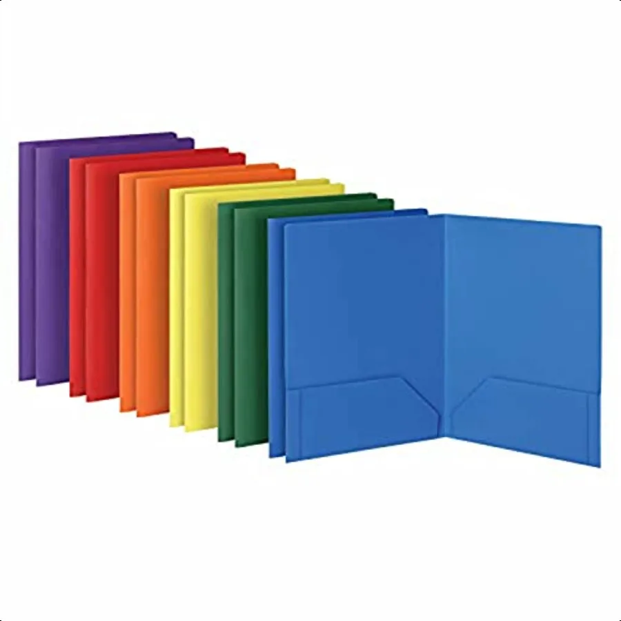 

Oxford 2 Pocket Folders Sturdy Plastic Portfolio Folder for School and Office 2 Pocket Paper Organizer Letter Size Asst. Colors