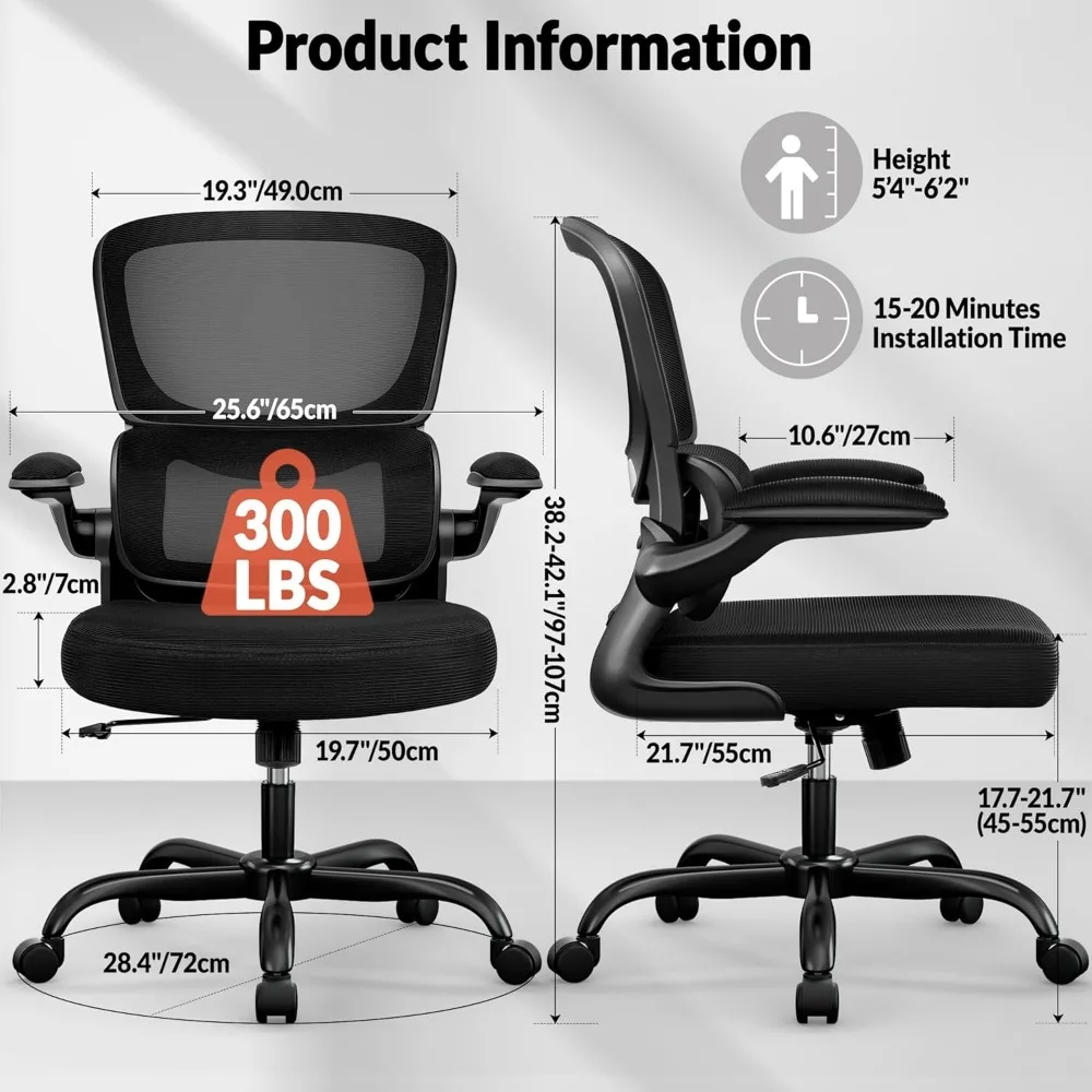 Ergonomic Mesh Desk Chair with Lumbar Support and Adjustable Arms for Comfortable Office Use