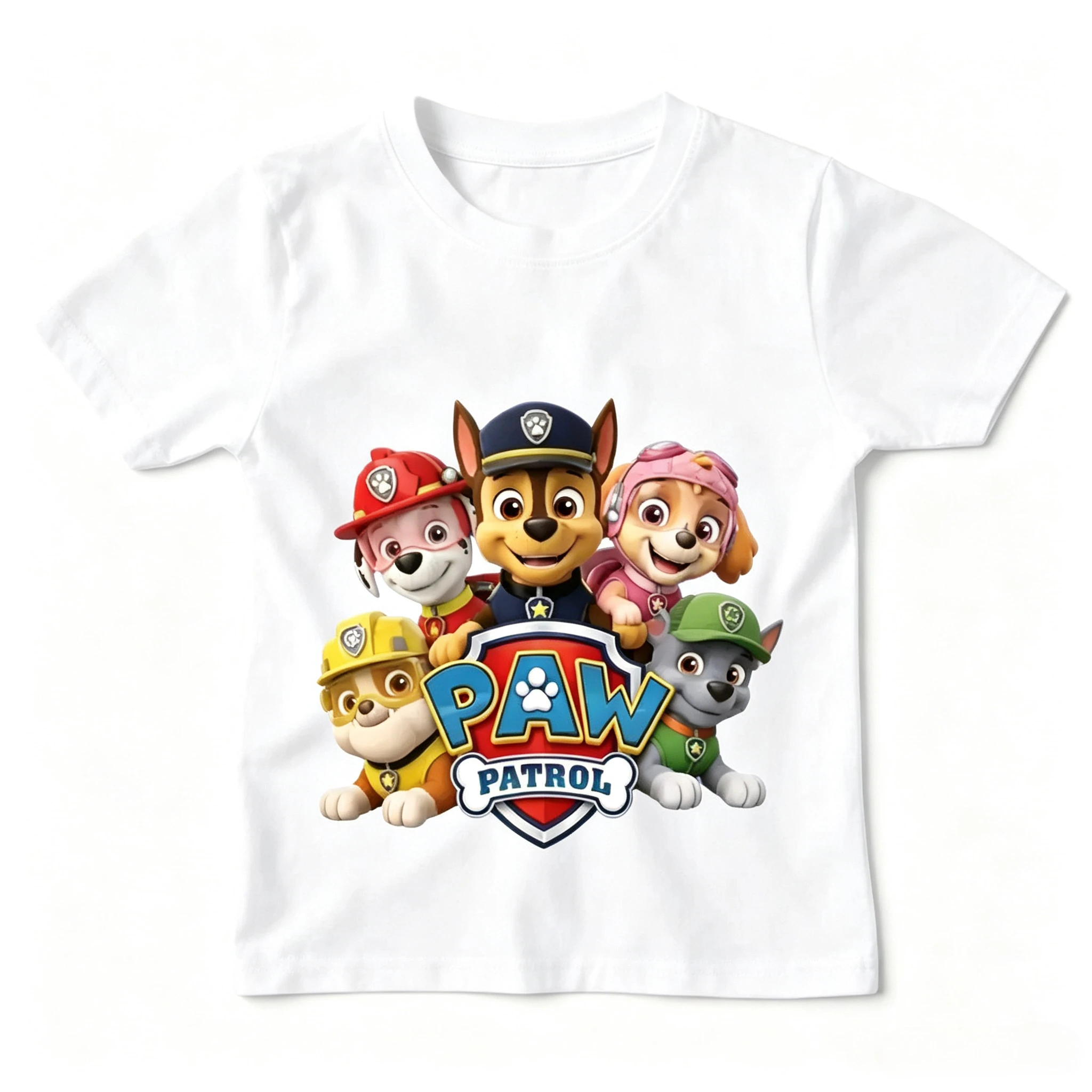 PAW Patrol Kids T‑Shirt Cartoon Dog Team Print Short Sleeve Tee Boys Girls Casual O‑Neck Children Summer Tops