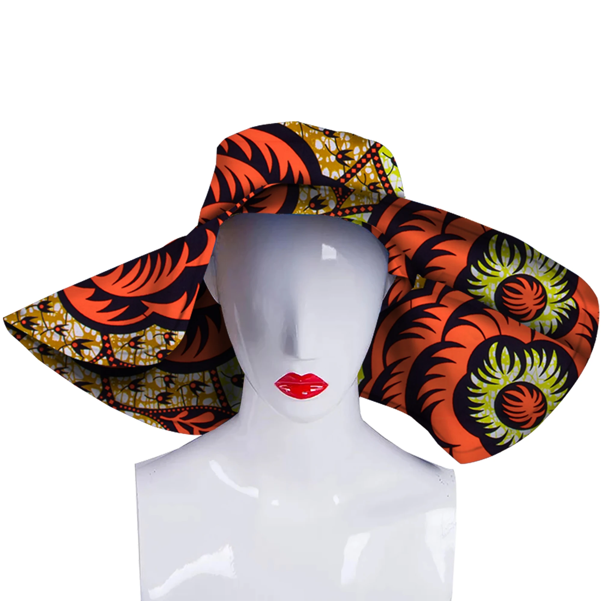 African Women Hat Foldable Wide Brim Floppy Straw Hat Sun Hat Beach Women Summer Hat Travel Cap Lady Cap Female Round Cap Wyb560