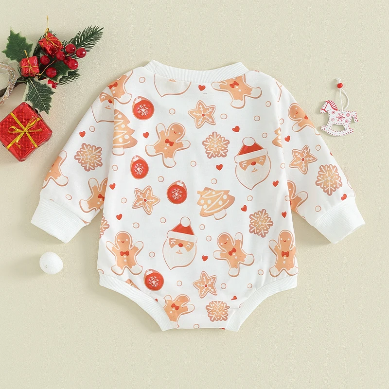 

Infant Baby Christmas Jumpsuit Christmas Santa Claus Christmas Tree Print Long Sleeve Round Neck Romper