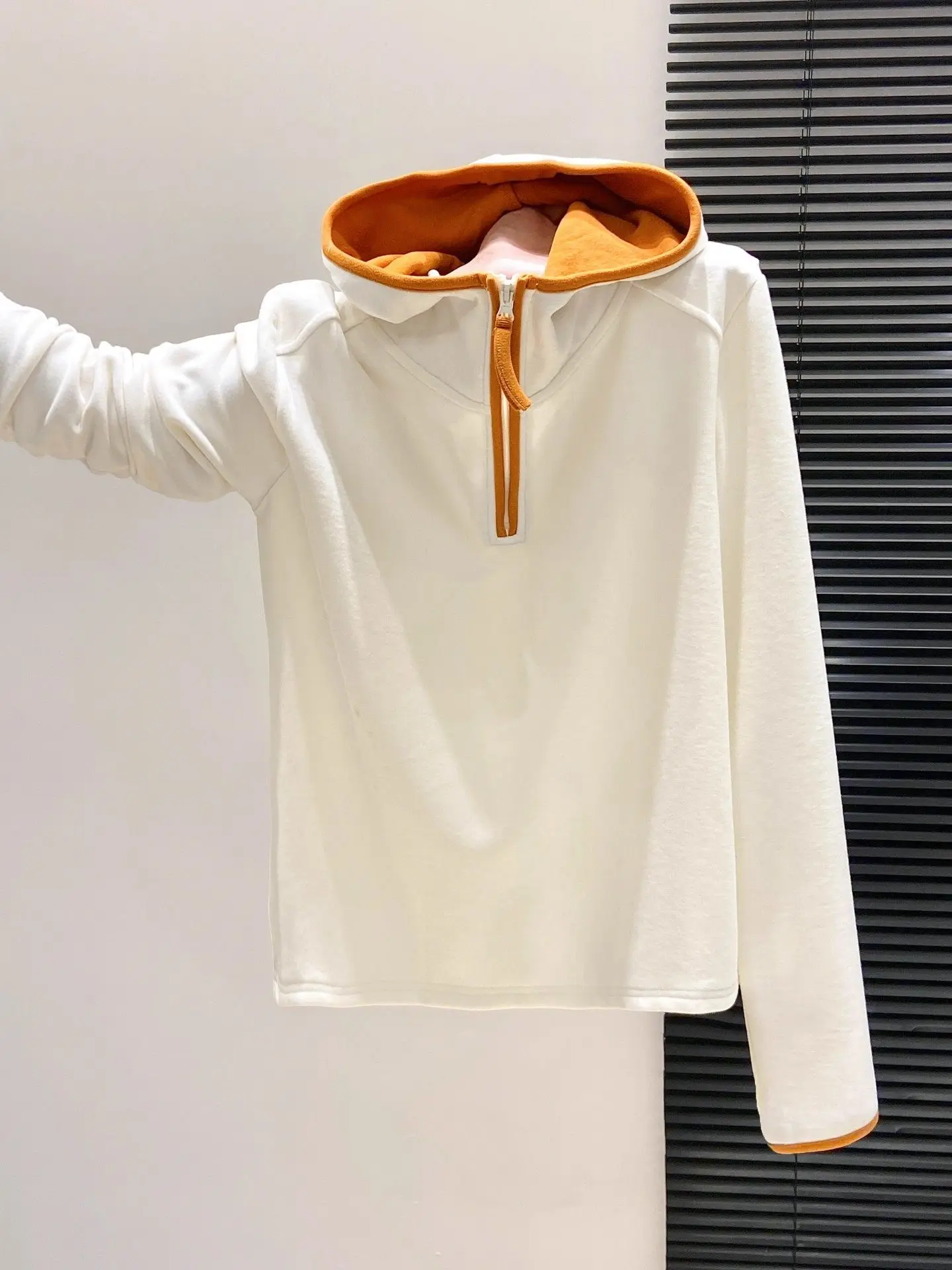 

Thiened Double-sided Fce Long Sve Hoodie Zipper Design Color Blo Women's Sweatirt Spring Autumn New Sle Base irt