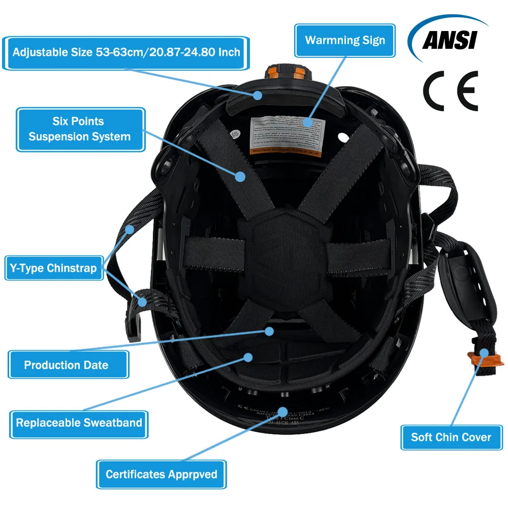 CE-Bauschutzhelm mit reflektierenden Aufklebern, verstellbare Belüftungsschlitzen, ABS-Schutzhelme, Kopfschutz, Arbeitskappe ANSI