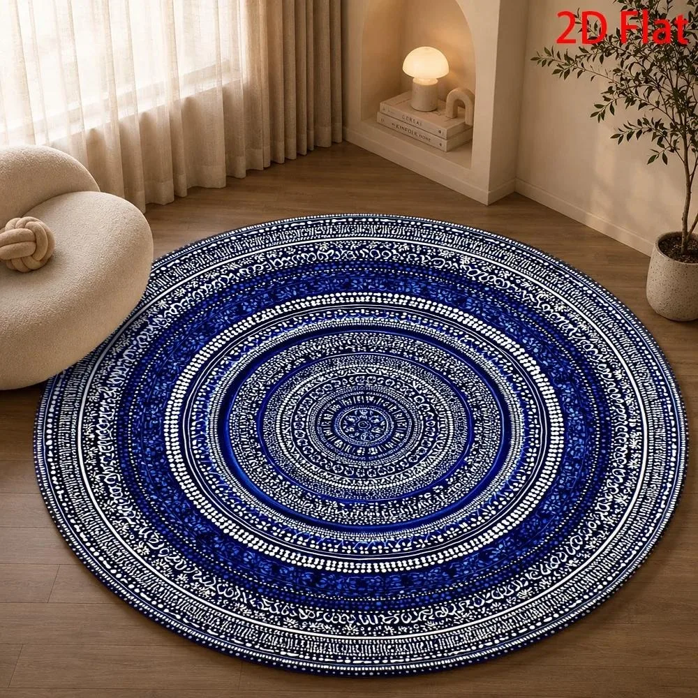 Bohemian Tribal Circle Pattern Soft Plush Rug Entrance Doormat Decorative Accent Piece For Coffee Shop Office Gym Studio Lounge