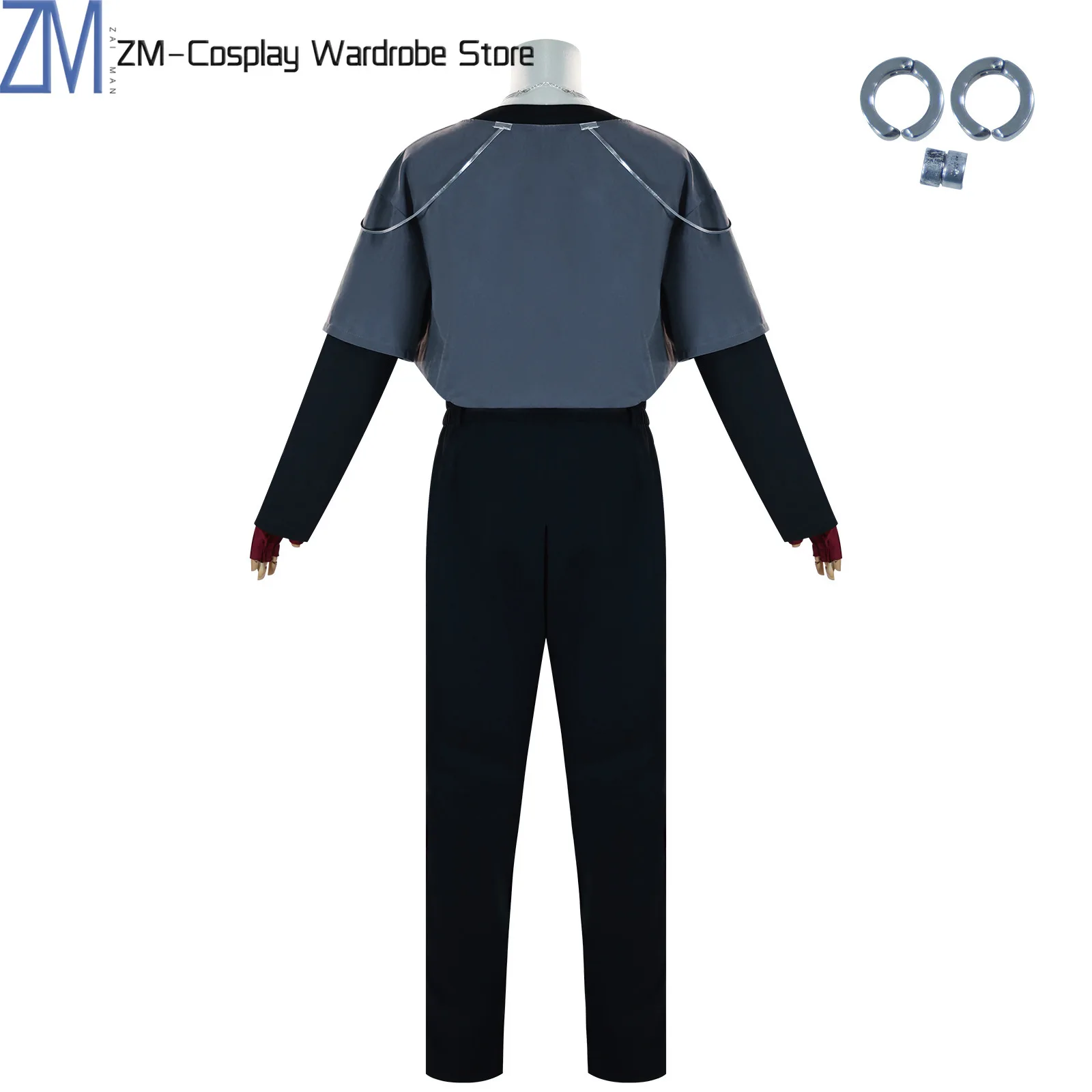 유니섹스 애니메이션 Alien Stage Till 코스프레 의상 세트 - 회색 후드티, 티셔츠, 바지 및 가발 - 할로윈 및 카니발 롤플레잉에 이상적