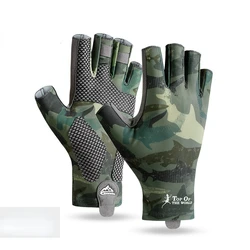 Guantes de pesca de seda de hielo para hombre, protección solar, exposición a los dedos, alta elasticidad, antideslizante, equitación, guantes de red, al aire libre, nuevo