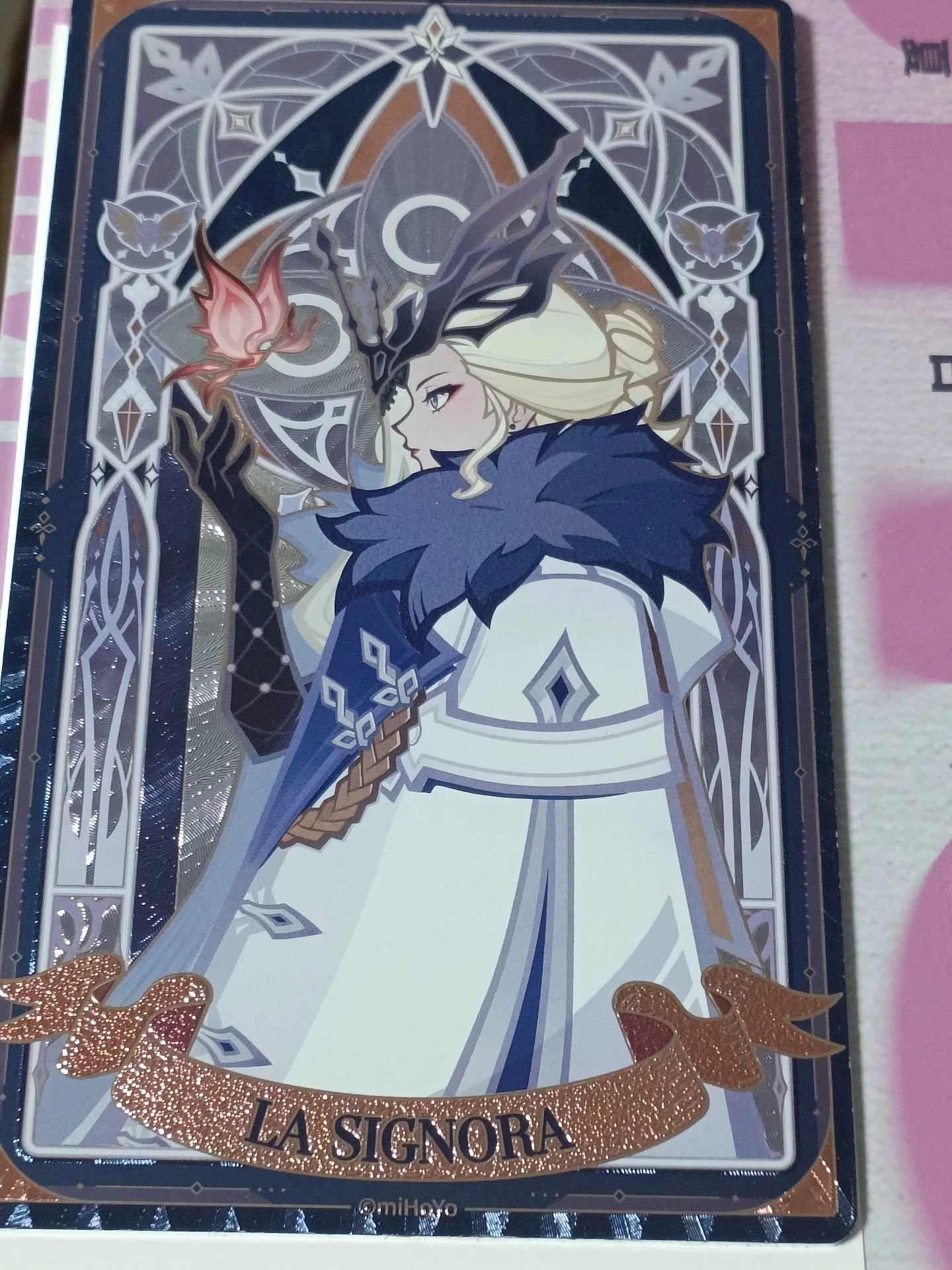 

In Stock Genshin Impact Frost Trace Flame Fatui Rosalyne Display Plate-Iridescent Collectible Featuring Refractive Card Sign