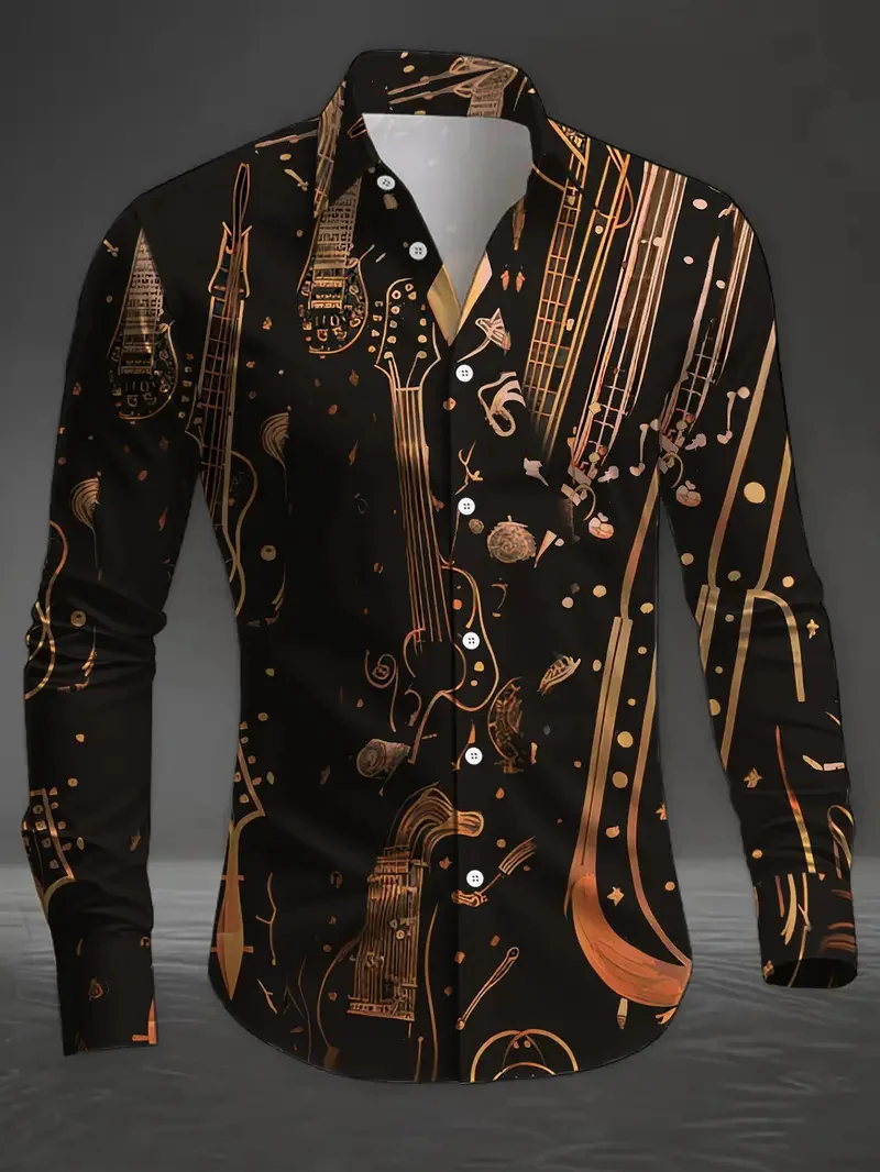New Purple and White Paisley Pattern Men's Long Sleeve Shirt 3D Printed Retro Collar Slimming Shirt Clothing