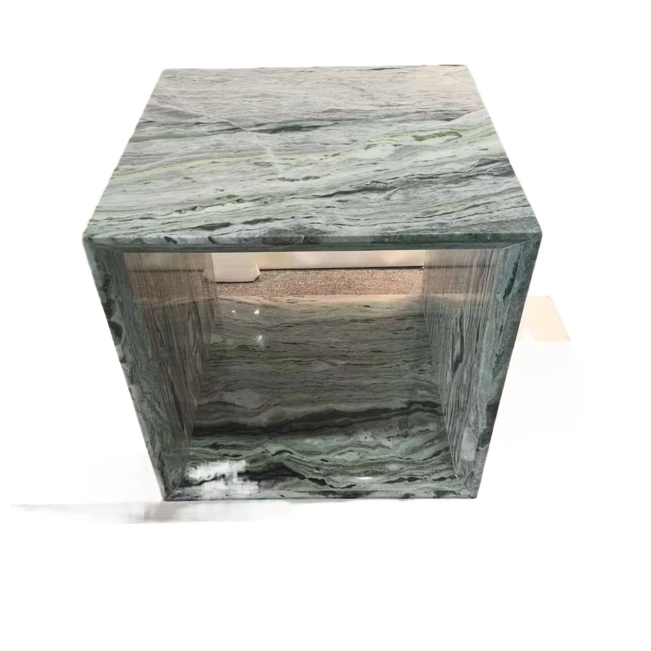Simple square green decorative table and coffee table natural marble and limestone side table