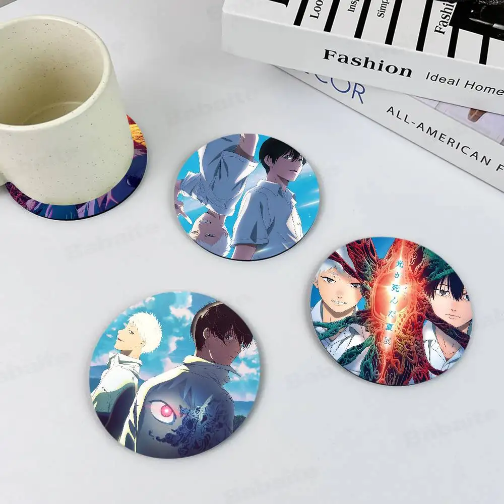 The Summer Hikaru Died Anime Themed Wooden Coaster Creative Heat-Resistant Non-Slip Table Mat, Suitable for Protecting Desktop