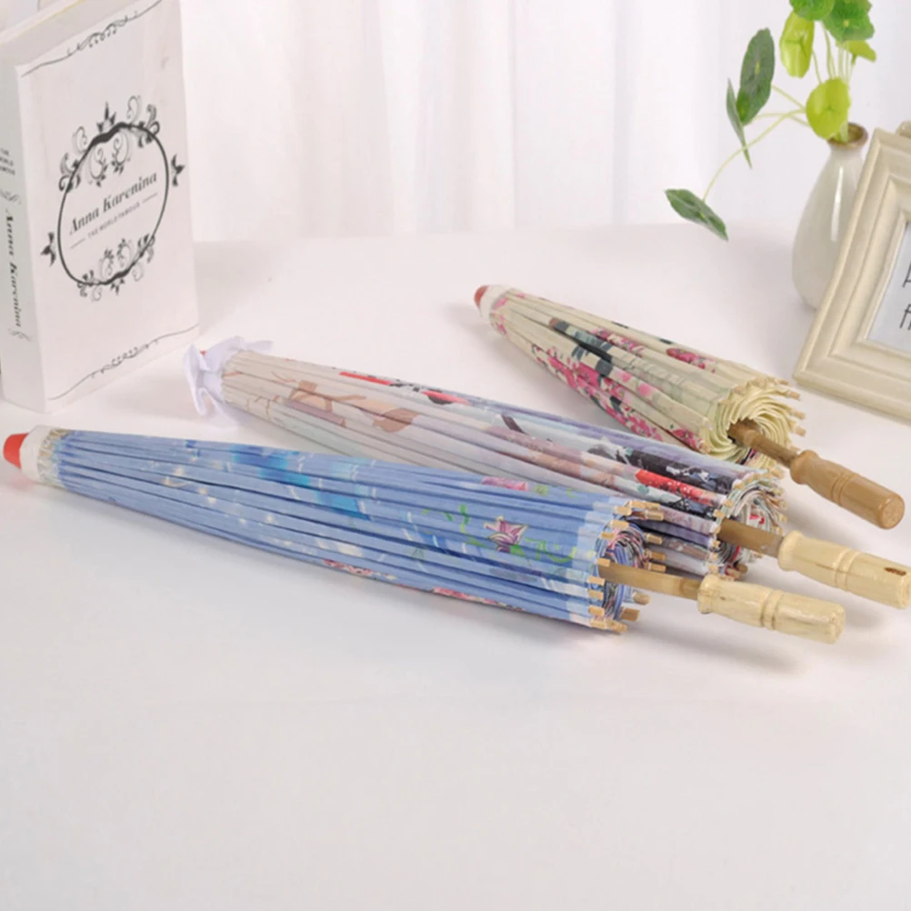 

1pc Bamboo Oil Paper Umbrella Home Decoration Cherry Blossoms Handmade Wood Ancient Style Stage Photo Decorative Umbrella
