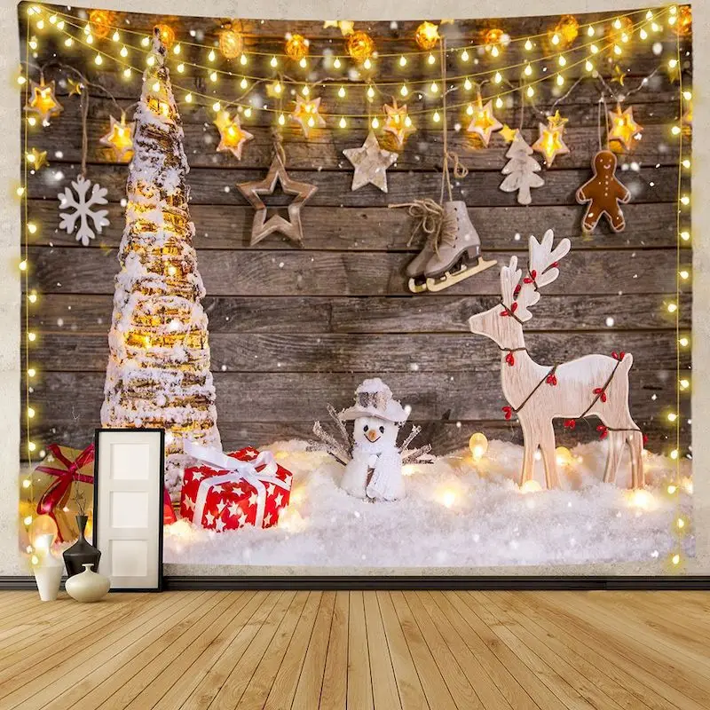 VIKAMA Folk Santa Reindeer Tapestry Wall Hanging, 6 Designs, Wall Decor for Bedroom Living Room Dorm
