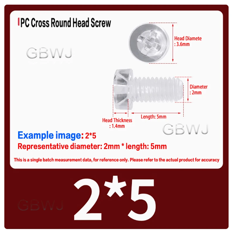 M2 M3 M4 M5 M6 M8 Transparent Acrylic Cross Round Head Nylon Screws Plastic Phillips Screw 20/30/50/100pcs