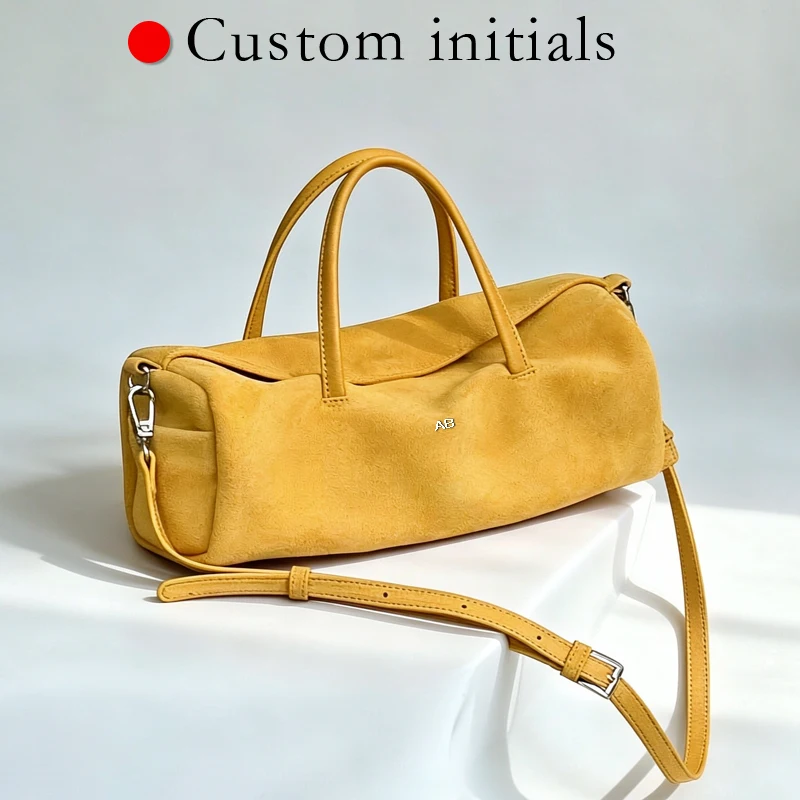 Customize Initials Leather Pillow Bags For Women Luxury Designer Handbag And Purse 2026 New In Suede Cowhide Top Tandle Shoulder