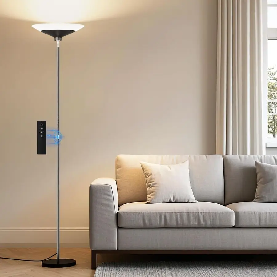 

SIBRILLE Torchiere Floor Lamp 72 Tall LED Standing Lamp with Remote Button Control, 1800Lm, 30006500K, 30W Dimmable Modern Corn