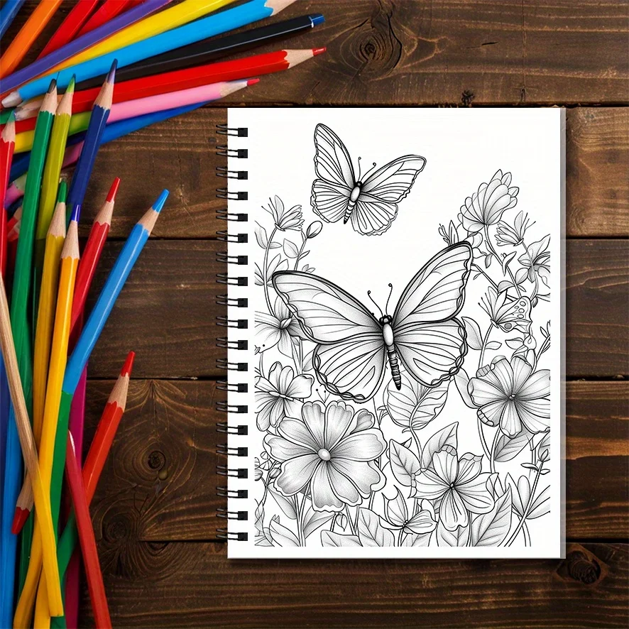 Blooming Butterflies Coloring Book - 8.3 x 11.2 inches, 22 pages, perfect for stress relief and back-to-school gifts
