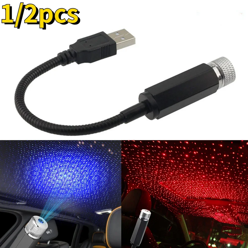 1/2Pcs Romantic LED Starry Sky Night Light 5V USB Powered Star Projector Lamp for Car Roof Room Ceiling Decor Plug and Play