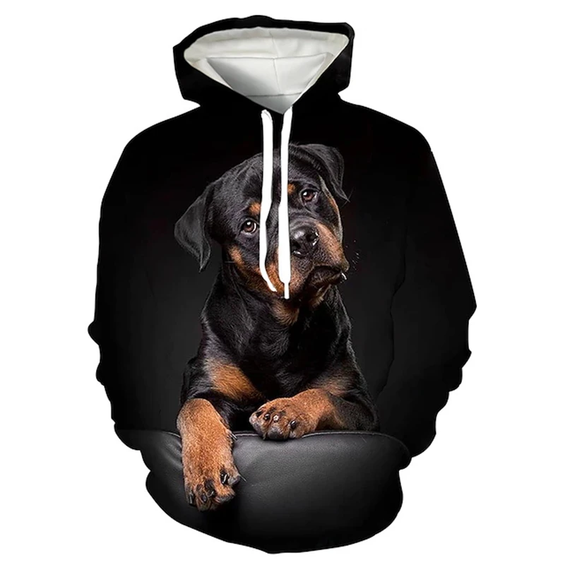 Fashion 3D  Print Rottweiler Graphic Hoodies Men Unisex New Fashion Hip Hop Dog Pattern Sweatshirt Oversize Y2k Kids Clothing