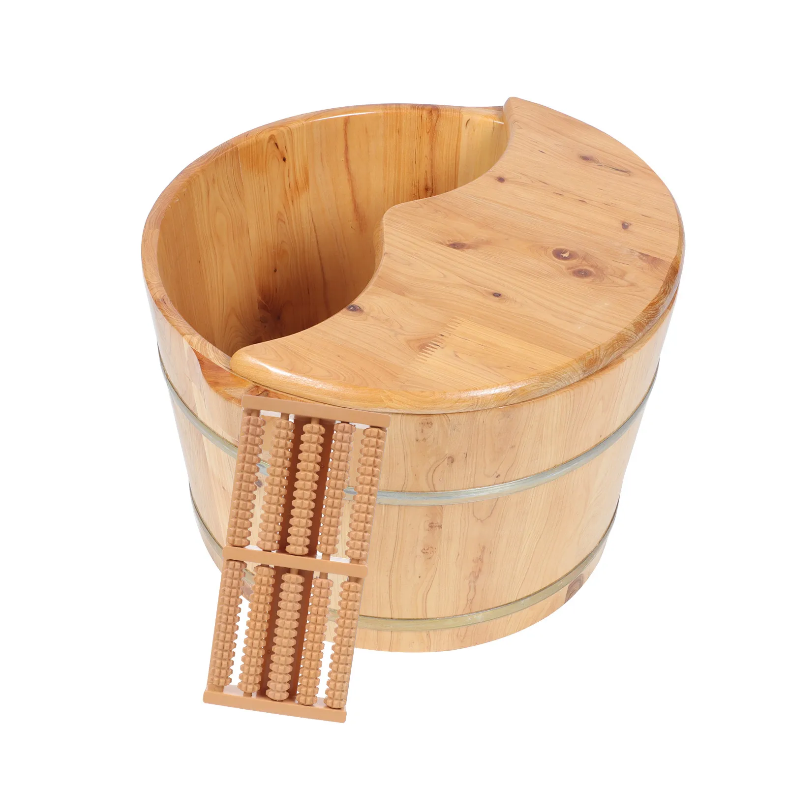 

Деревянная ванночка для ног с крышкой, 26 см, с двумя ручками, для спа-процедур, массажная, термоизолированная, для домашнего использования, большая емкость