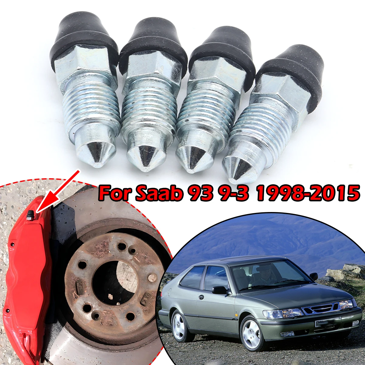 

Front Rear Bleeder Valves Rubber Dust Caps Caliper Bleed Nipple Screw Repair Kit Left Right For Saab 93 9-3 1998 1999 2000-2015