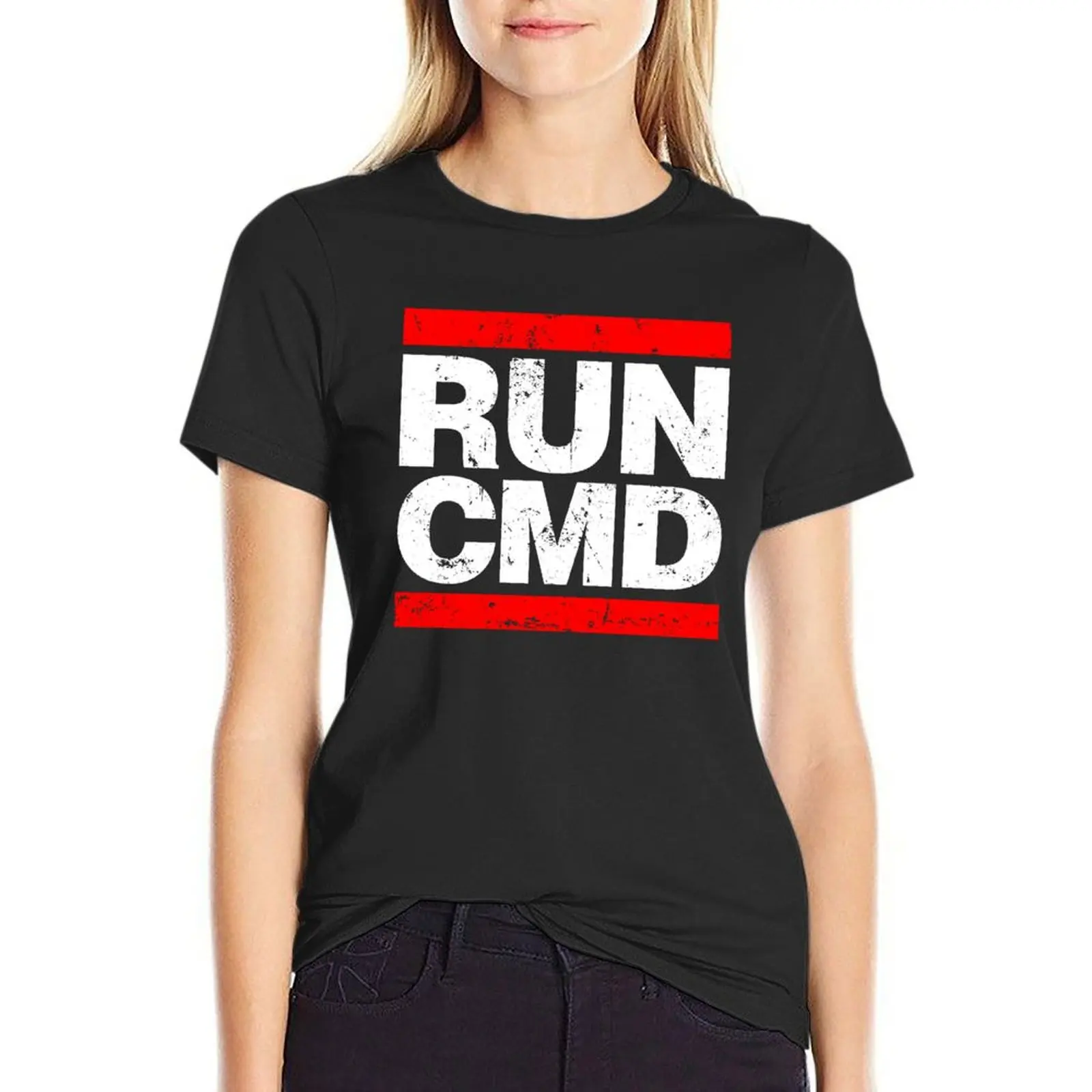 

RUN CMD T-Shirt lady clothes animal print funnys kawaii clothes oversized t shirts for Women