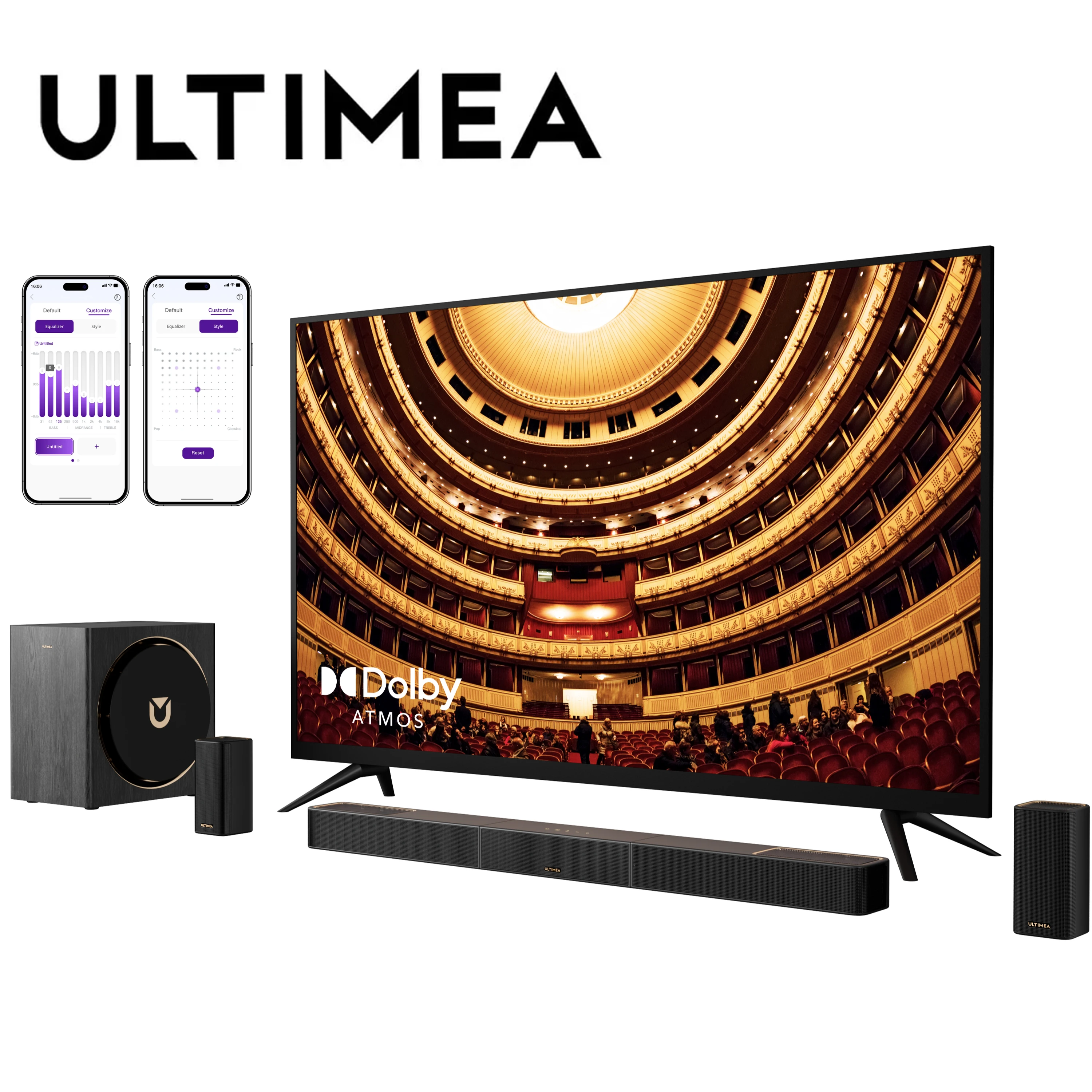 

ULTIMEA 7.1.4ch Dolby Atmos Sound Bar, 840W with 8" Wireless Subwoofer, APP Control, GaN Amp & 4K HDR Passthrough