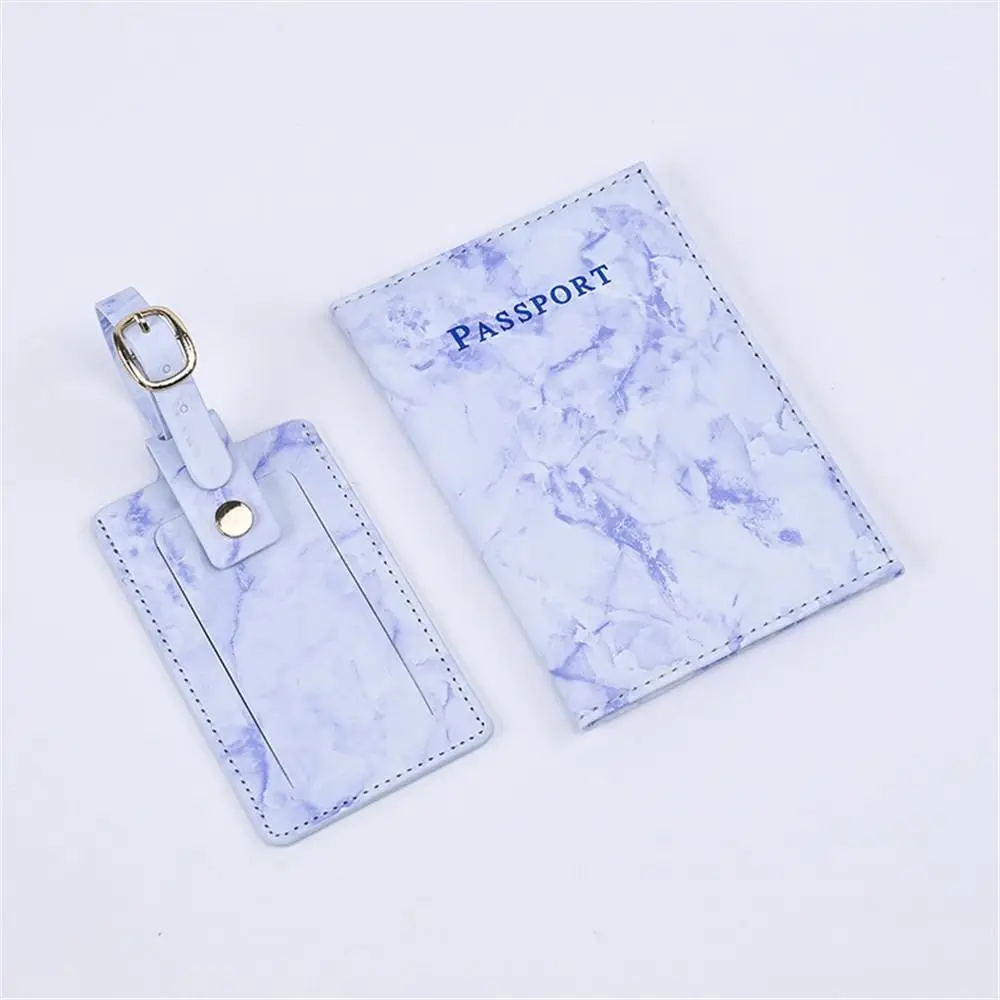 2Pcs/Set Leather Passport Cover Portable Universal Men Women Credit Card Holder Travel Luggage Tag Fashion Passport Holder