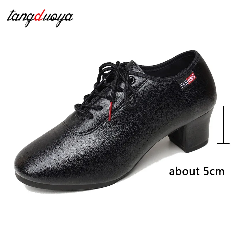 Chaussures en cuir à lacets en ylène pour femmes, chaussures d\'entraînement carrées modernes, danse latine, tango et salsa, salle de Rh