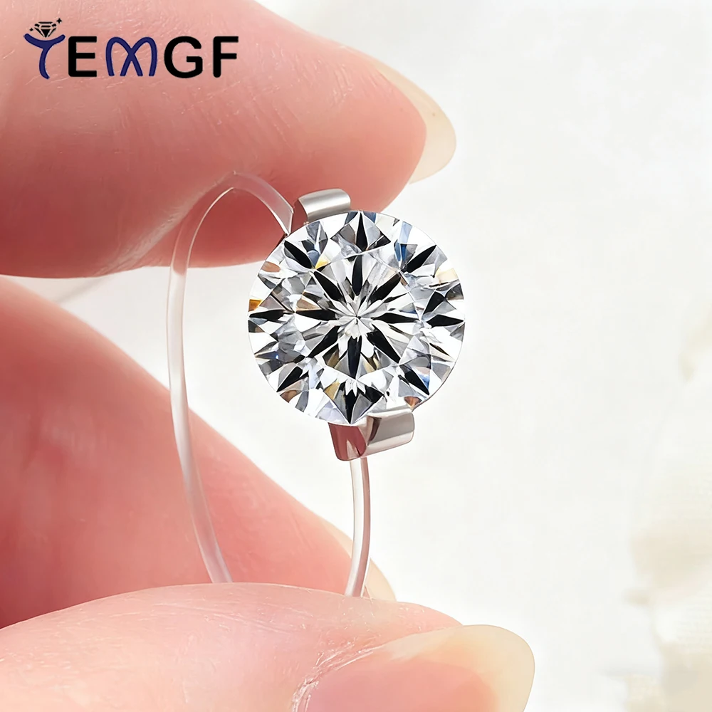 Кольцо TEMGF 6 мм/8 мм с цирконом/Муассанит, стерлинговое серебро 925 пробы, высокое качество, кольцо с леской для женщин, модные простые ювелирные изделия