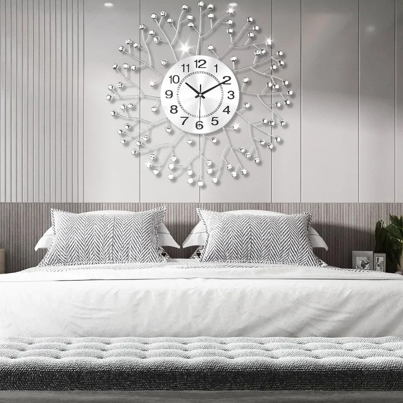 Luxury Wall Clock Modern Nordic Art Iron Clocks Living Room Elegant Home Decor Hanging Clock Indoor Household Silent Clocks