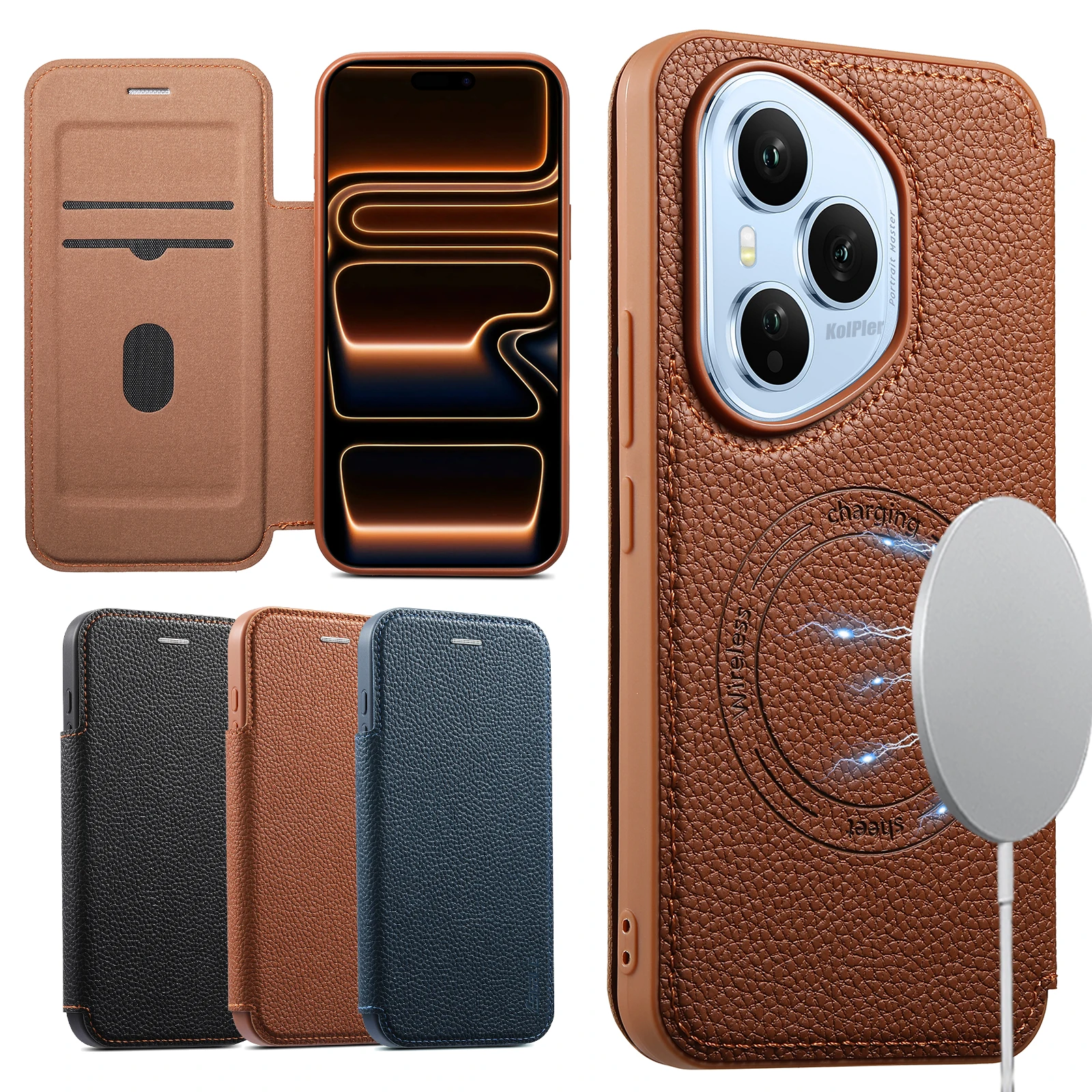 Slim Fit Magnetic Flip Phone Case For HONOR 400 PRO with Built-in Card Slot Lightweight Wireless Charging Compatible Cover