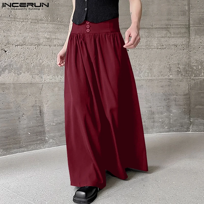 INCERUN 2025, koreanischer Stil, Pantalons für Herren, stilvoll, einfach, locker, lange Hosen, lässig, Stadtspaziergang, solide Allgleiches, weites Bein, Hose S-5XL