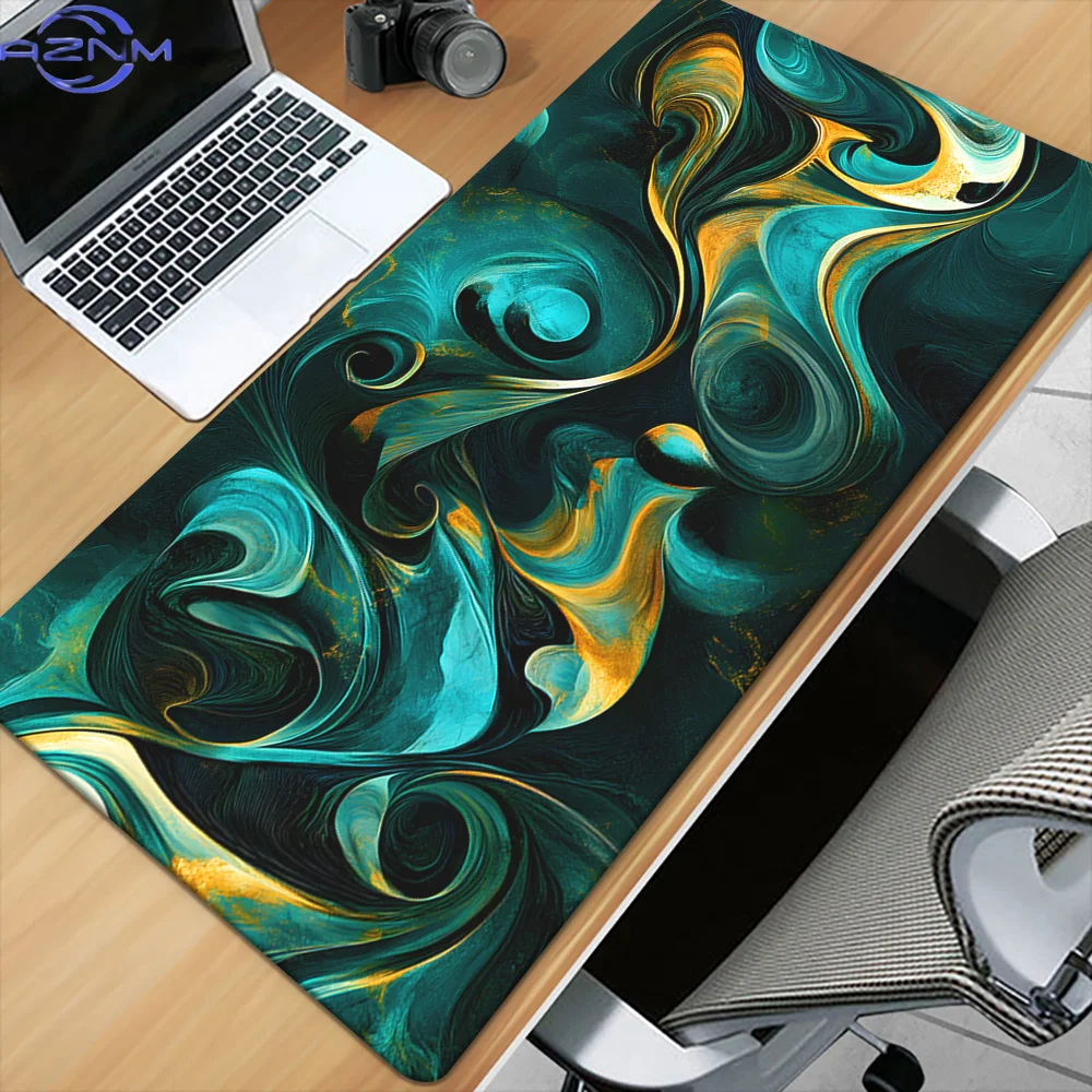 One Piece of a Dark Green Abstract Liquid Lines Mouse Pad, Suitable for Gaming Keyboards And Office Use, Designed for Computer P