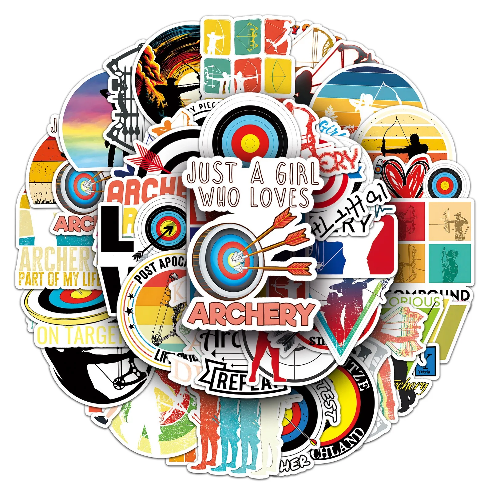 50PCS Sports Archery Graffiti Stickers Cartoon Competitive Decorative Decals DIY Skateboard Helmet Phone Laptop Toy Sticker