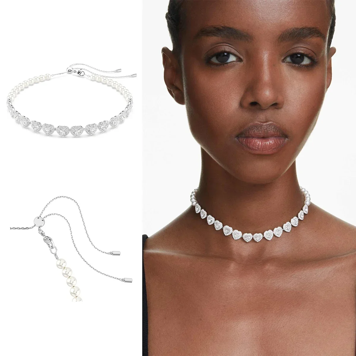 

Luxury 2025 New Heart-shaped Crystal Neck Adjustable Necklace Classic Fashion Party Workplace Versatile Jewelry - Holiday Gift