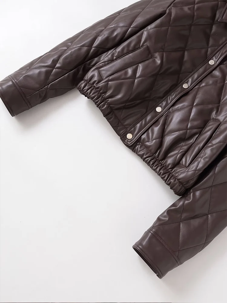 Новая женская мода в европейском стиле, универсальная темпераментная стеганая куртка из искусственной кожи с бриллиантами и лацканами с длинными рукавами